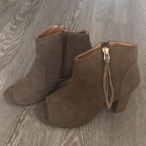 XOXO peep toe heeled ankle booties